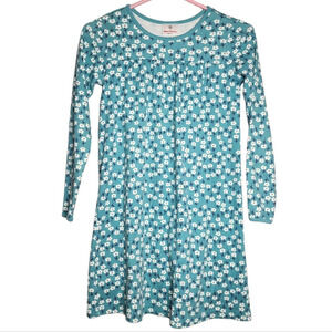 Hannah Andersson blue/white floral cotton stretch long sleeve dress.